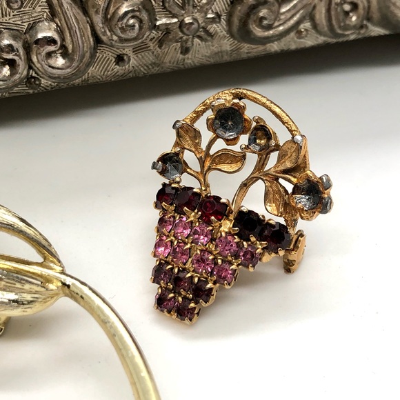 Vintage Rabbit Pendant Charm Rhinestone Brooch lot - Picture 5 of 8